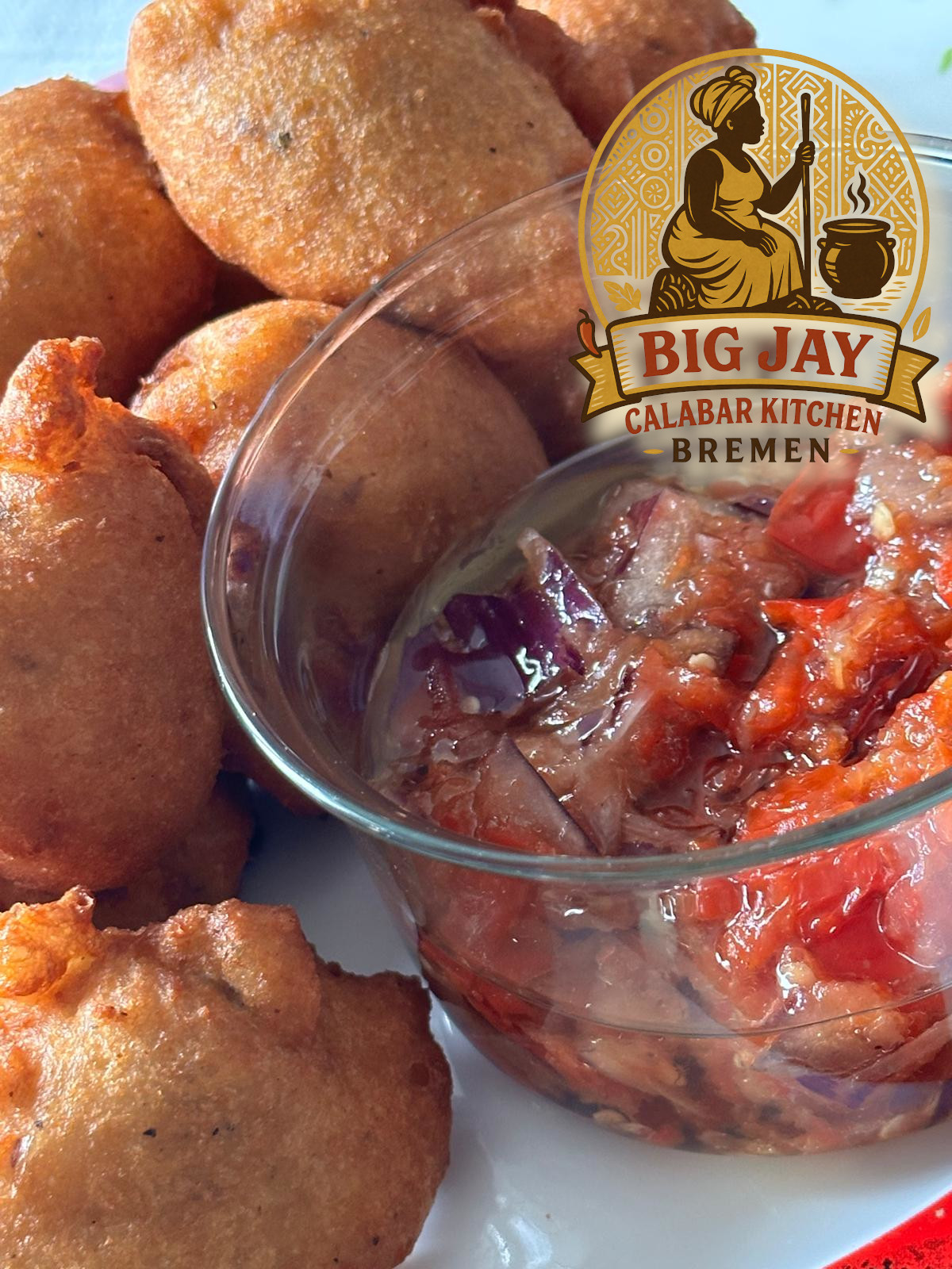 Akara with hot pepper and onion sauce